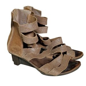 Trippen Sandals Womens Size US 7.5 EU 38 Platform Wedge Brown Leather Strappy